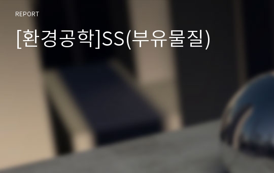 [환경공학]SS(부유물질)