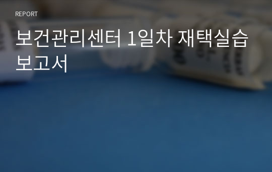 보건관리센터 1일차 재택실습보고서