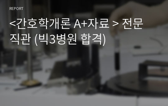 &lt;간호학개론 A+자료 &gt; 전문직관 (빅3병원 합격)