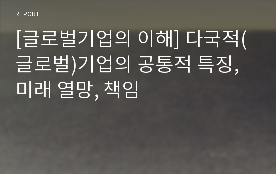 [글로벌기업의 이해] 다국적(글로벌)기업의 공통적 특징, 미래 열망, 책임