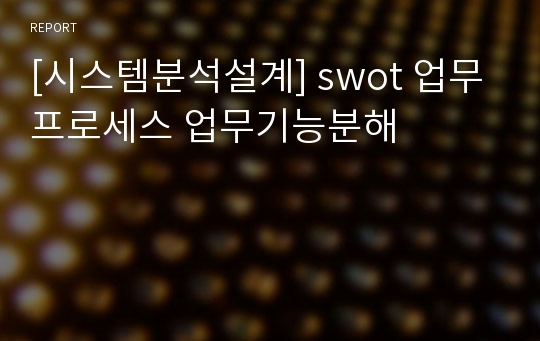 [시스템분석설계] swot 업무프로세스 업무기능분해