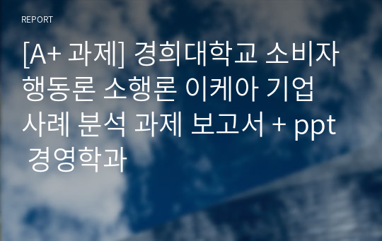 [A+ 과제] 경희대학교 소비자행동론 소행론 이케아 기업 사례 분석 과제 보고서 + ppt 경영학과