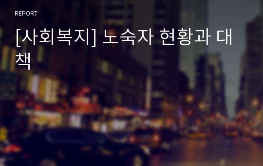 [사회복지] 노숙자 현황과 대책