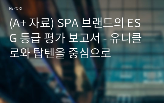 (A+ 자료) SPA 브랜드의 ESG 등급 평가 보고서 - 유니클로와 탑텐을 중심으로