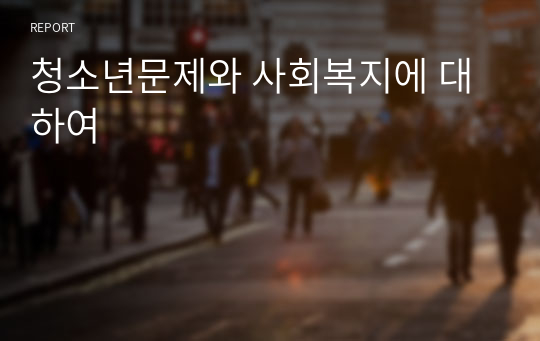 청소년문제와 사회복지에 대하여