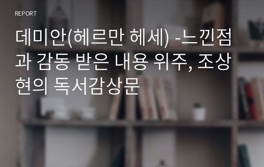 데미안(헤르만 헤세) -느낀점과 감동 받은 내용 위주, 조상현의 독서감상문