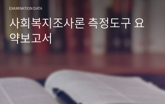 사회복지조사론 측정도구 요약보고서