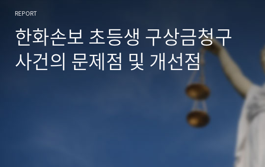 한화손보 초등생 구상금청구사건의 문제점 및 개선점