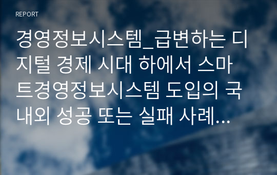 경영정보시스템_급변하는 디지털 경제 시대 하에서 스마트경영정보시스템 도입의 국내외 성공 또는 실패 사례를 조사하고, 이에 대한 본인의 생각을 서술하시오.