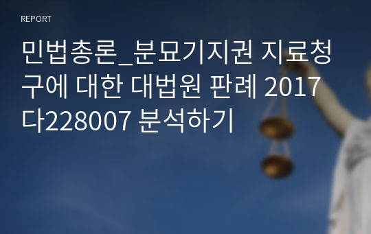 민법총론_분묘기지권 지료청구에 대한 대법원 판례 2017다228007 분석하기