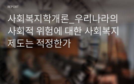 사회복지학개론_우리나라의 사회적 위험에 대한 사회복지제도는 적정한가