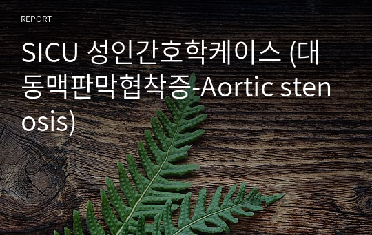 SICU 성인간호학케이스 (대동맥판막협착증-Aortic stenosis)