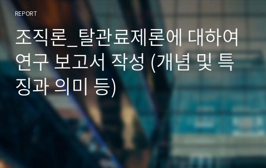 조직론_탈관료제론에 대하여 연구 보고서 작성 (개념 및 특징과 의미 등)