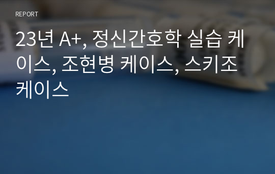 23년 A+, 정신간호학 실습 케이스, 조현병 케이스, 스키조 케이스