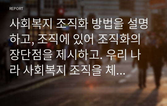 사회복지 조직화 방법을 설명하고, 조직에 있어 조직화의 장단점을 제시하고. 우리 나라 사회복지 조직을 체계적으로