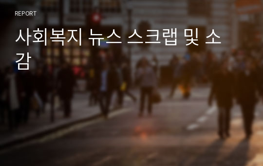 사회복지 뉴스 스크랩 및 소감