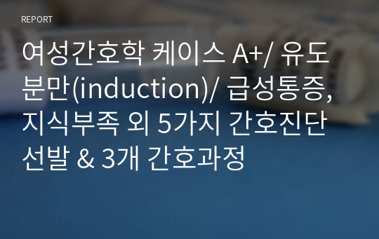 여성간호학 케이스 A+/ 유도분만(induction)/ 급성통증, 지식부족 외 5가지 간호진단 선발 &amp; 3개 간호과정