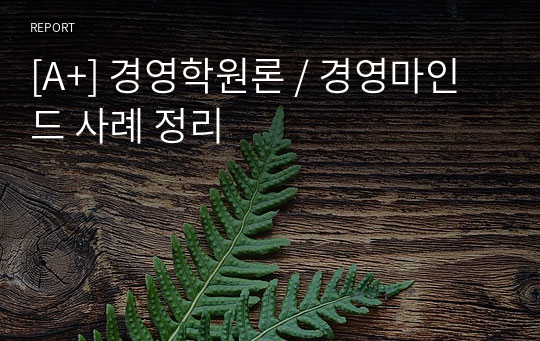 [A+] 경영학원론 / 경영마인드 사례 정리