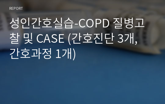 성인간호실습-COPD 질병고찰 및 CASE (간호진단 3개, 간호과정 1개)