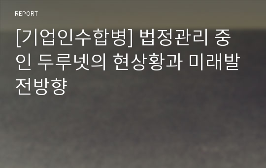 [기업인수합병] 법정관리 중인 두루넷의 현상황과 미래발전방향