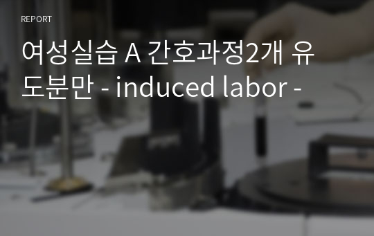 여성실습 A 간호과정2개 유도분만 - induced labor -