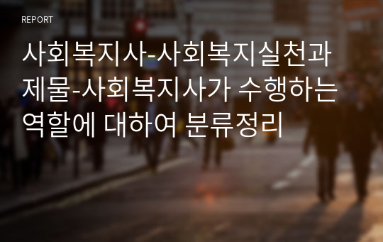 사회복지사-사회복지실천과제물-사회복지사가 수행하는 역할에 대하여 분류정리