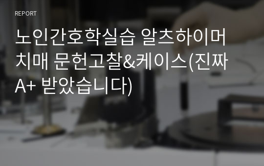 노인간호학실습 알츠하이머치매 문헌고찰&amp;케이스(진짜 A+ 받았습니다)