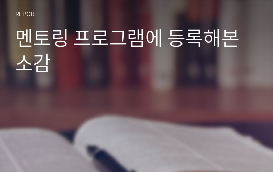 멘토링 프로그램에 등록해본 소감