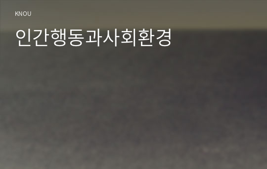 인간행동과사회환경