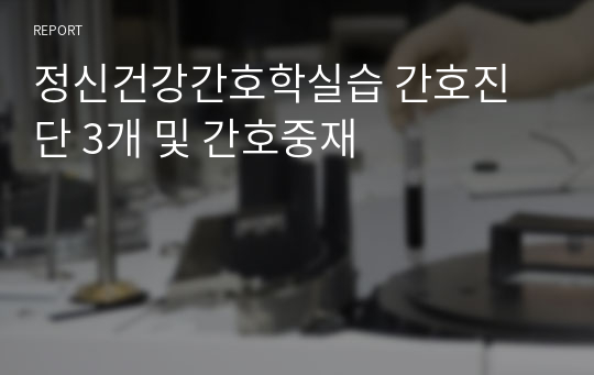 정신건강간호학실습 간호진단 3개 및 간호중재