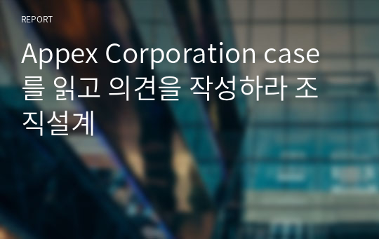 Appex Corporation case 를 읽고 의견을 작성하라 조직설계