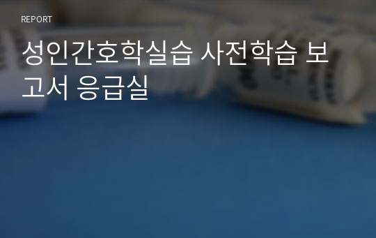 성인간호학실습 사전학습 보고서 응급실