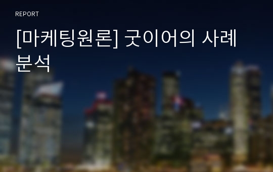 [마케팅원론] 굿이어의 사례분석