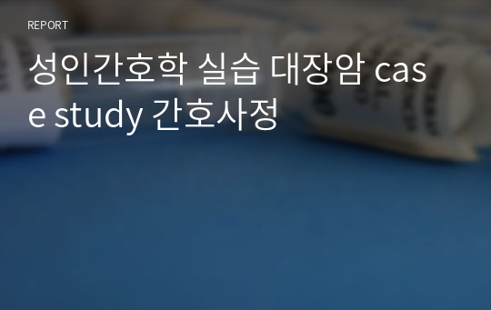 성인간호학 실습 대장암 case study 간호사정