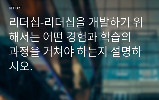 리더십-리더십을 개발하기 위해서는 어떤 경험과 학습의 과정을 거쳐야 하는지 설명하시오.