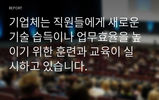 기업체는 직원들에게 새로운 기술 습득이나 업무효율을 높이기 위한 훈련과 교육이 실시하고 있습니다.