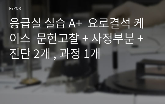 응급실 실습 A+  요로결석 케이스  문헌고찰 + 사정부분 +진단 2개 , 과정 1개