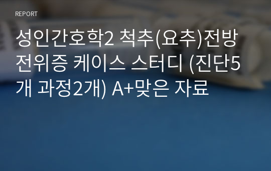 성인간호학2 척추(요추)전방전위증 케이스 스터디 (진단5개 과정2개) A+맞은 자료