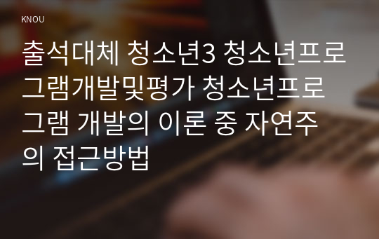 출석대체 청소년3 청소년프로그램개발및평가 청소년프로그램 개발의 이론 중 자연주의 접근방법