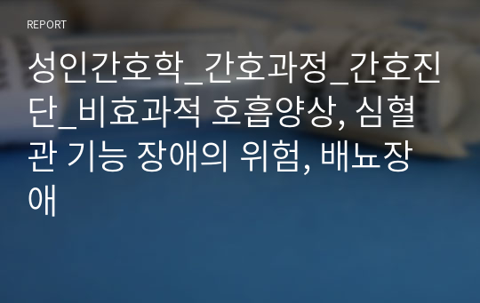 성인간호학_간호과정_간호진단_비효과적 호흡양상, 심혈관 기능 장애의 위험, 배뇨장애