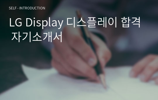 LG Display 디스플레이 합격 자기소개서