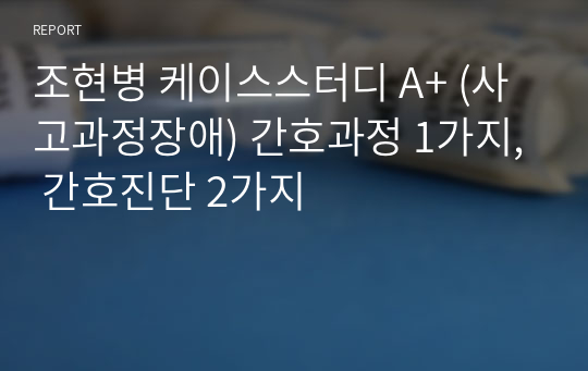 조현병 케이스스터디 A+ (사고과정장애) 간호과정 1가지, 간호진단 2가지