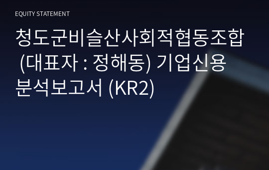 청도군비슬산사회적협동조합 기업신용분석보고서 (KR2)