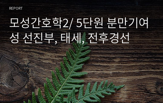 모성간호학2/ 5단원 분만기여성 선진부, 태세, 전후경선