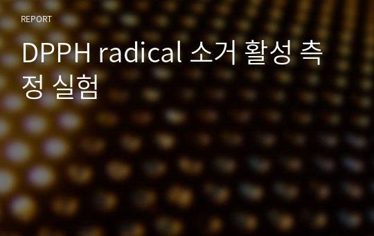 DPPH radical 소거 활성 측정 실험