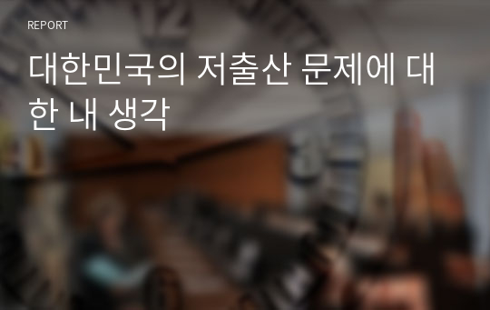 대한민국의 저출산 문제에 대한 내 생각