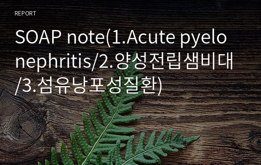 SOAP note(1.Acute pyelonephritis/2.양성전립샘비대/3.섬유낭포성질환)