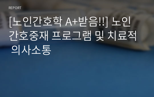 [노인간호학 A+받음!!] 노인 간호중재 프로그램 및 치료적 의사소통