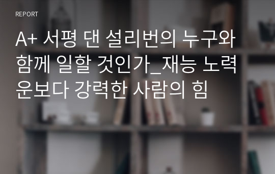 A+ 서평 댄 설리번의 누구와 함께 일할 것인가_재능 노력 운보다 강력한 사람의 힘