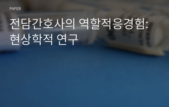 전담간호사의 역할적응경험: 현상학적 연구